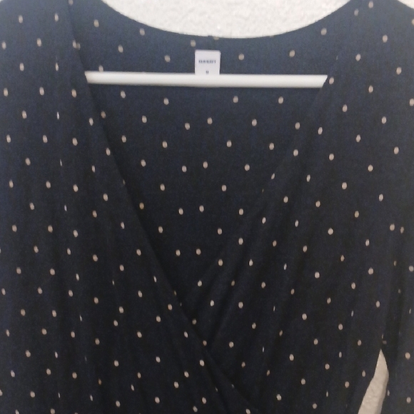 "Make Offer" Old Navy Blue Sheath Dress with Scoop Neck and Cuffed Long Sleeves - Picture 3 of 4